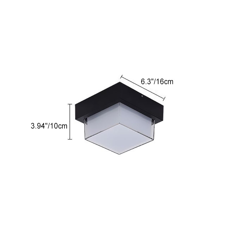 Modern Minimalist Waterproof Square Round Cylinder Die-Cast Aluminum Acrylic LED Flush Mount Ceiling Light For Outdoor Patio | Kalsten