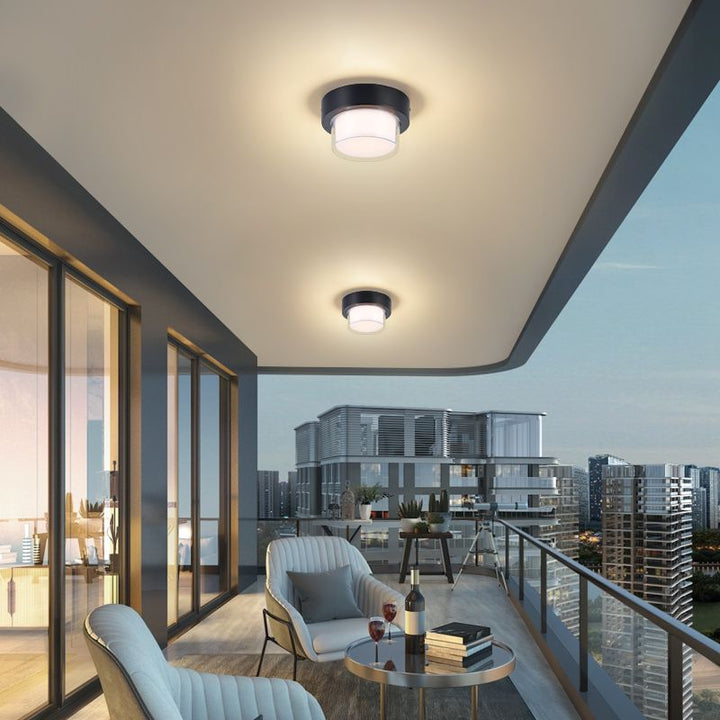 Modern Minimalist Waterproof Square Round Cylinder Die-Cast Aluminum Acrylic LED Flush Mount Ceiling Light For Outdoor Patio | Kalsten