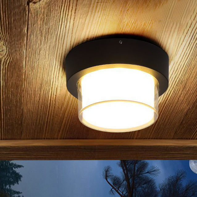 Modern Minimalist Waterproof Square Round Cylinder Die-Cast Aluminum Acrylic LED Flush Mount Ceiling Light For Outdoor Patio | Kalsten