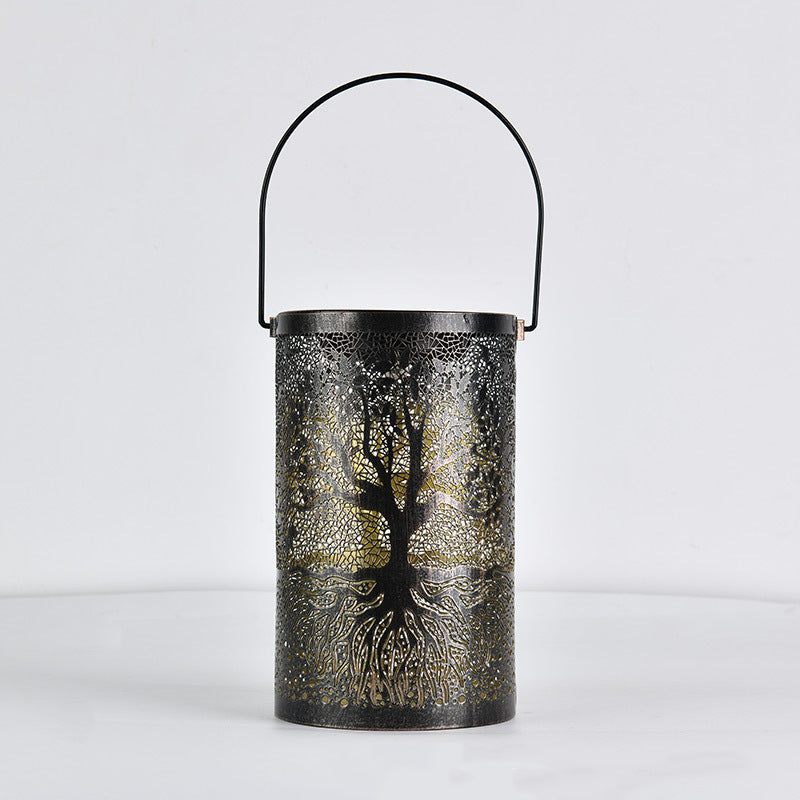 Traditional Vintage Solar Waterproof Cylinder Skeleton Tree Iron LED Outdoor Light For Garden | Kalsten