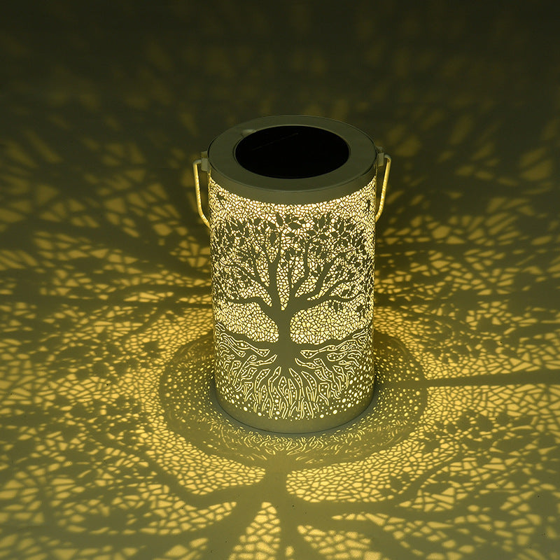Traditional Vintage Solar Waterproof Cylinder Skeleton Tree Iron LED Outdoor Light For Garden | Kalsten