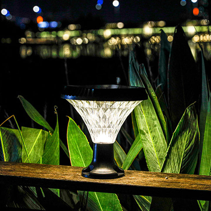 Modern Minimalist Solar Waterproof Diamond Round ABS PC LED Outdoor Light For Outdoor Patio | Kalsten