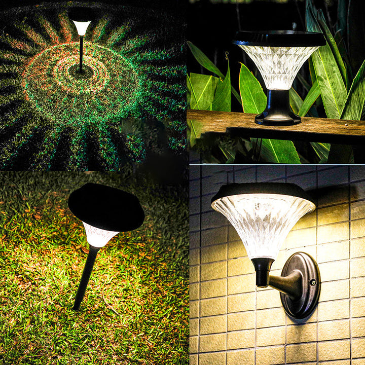 Modern Minimalist Solar Waterproof Diamond Round ABS PC LED Outdoor Light For Outdoor Patio | Kalsten