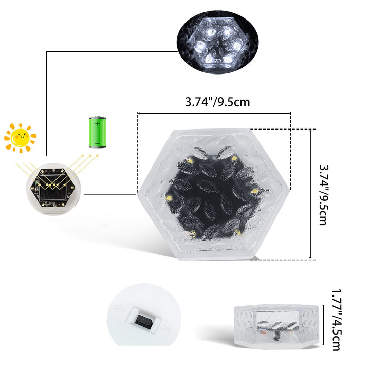 Modern Minimalist Solar Waterproof Hexagonal Ice Tile ABS PVC LED Lawn Landscape Light For Outdoor Patio | Kalsten