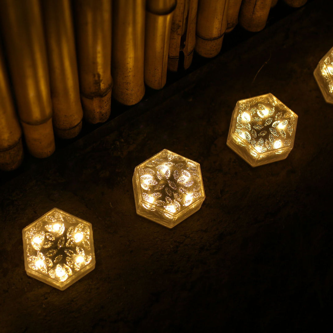 Modern Minimalist Solar Waterproof Hexagonal Ice Tile ABS PVC LED Lawn Landscape Light For Outdoor Patio | Kalsten