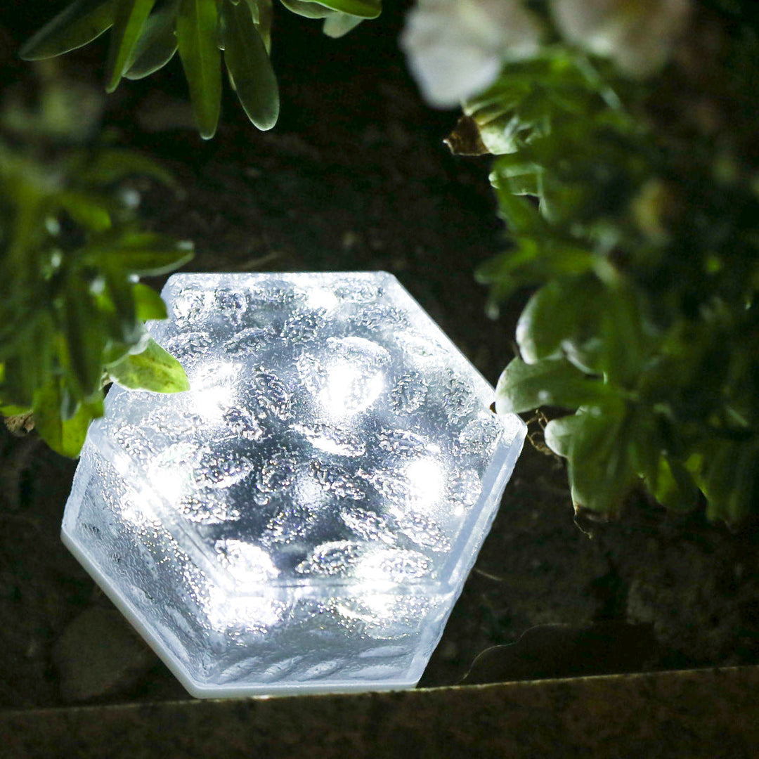 Modern Minimalist Solar Waterproof Hexagonal Ice Tile ABS PVC LED Lawn Landscape Light For Outdoor Patio | Kalsten