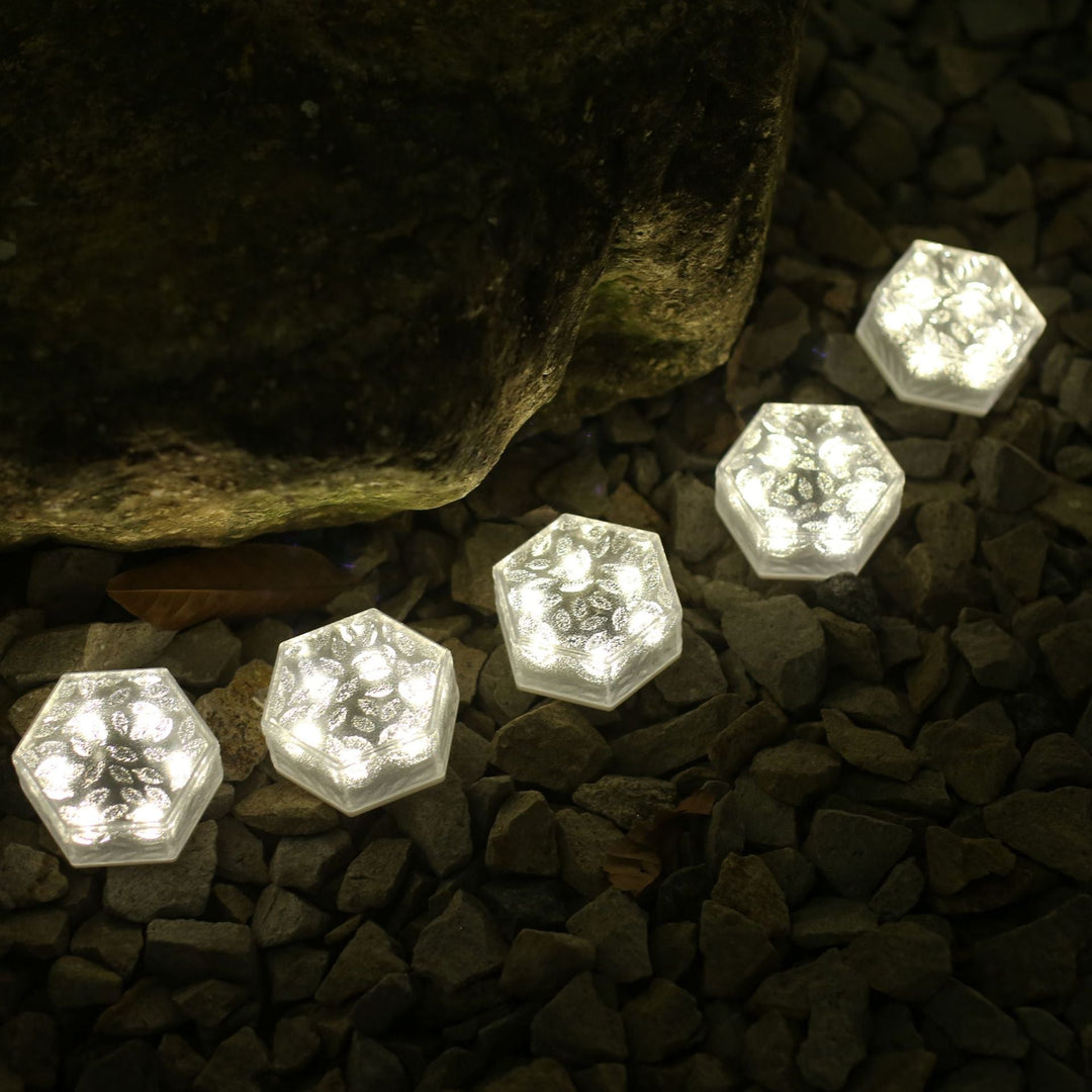 Modern Minimalist Solar Waterproof Hexagonal Ice Tile ABS PVC LED Lawn Landscape Light For Outdoor Patio | Kalsten
