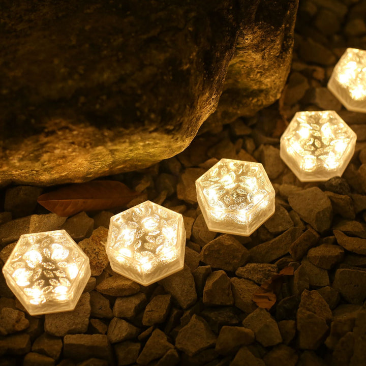 Modern Minimalist Solar Waterproof Hexagonal Ice Tile ABS PVC LED Lawn Landscape Light For Outdoor Patio | Kalsten