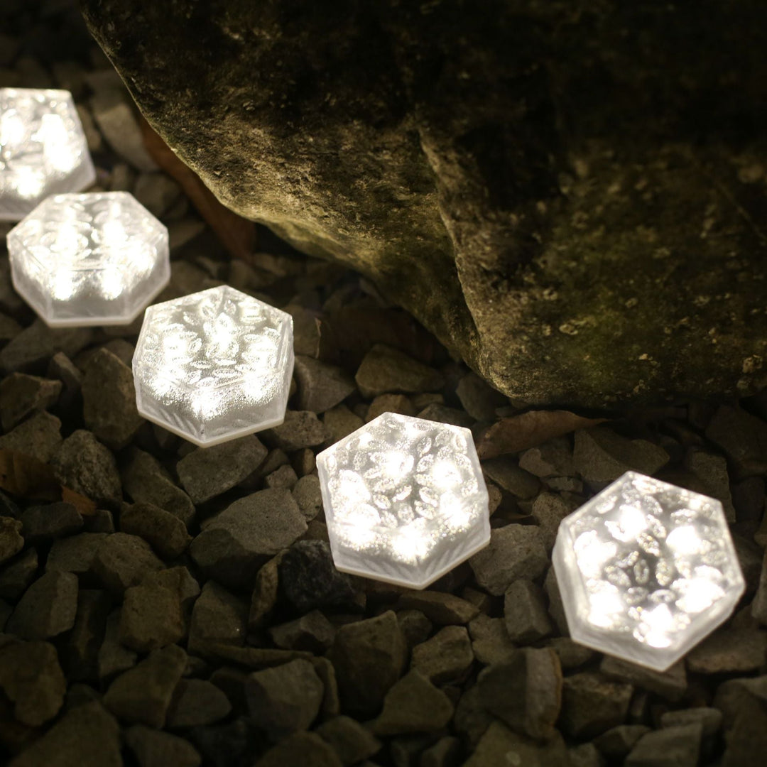 Modern Minimalist Solar Waterproof Hexagonal Ice Tile ABS PVC LED Lawn Landscape Light For Outdoor Patio | Kalsten