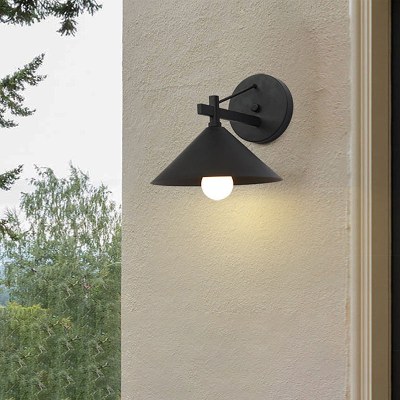 Contemporary Nordic Iron Geometric Cone 1-Light Outdoor Waterproof Wall Sconce Lamp For Garden | Kalsten
