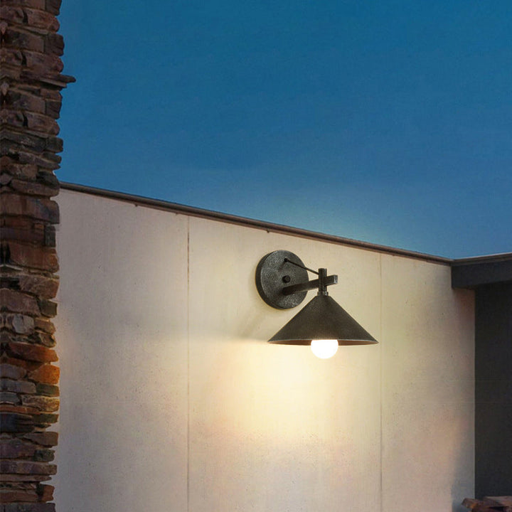 Contemporary Nordic Iron Geometric Cone 1-Light Outdoor Waterproof Wall Sconce Lamp For Garden | Kalsten