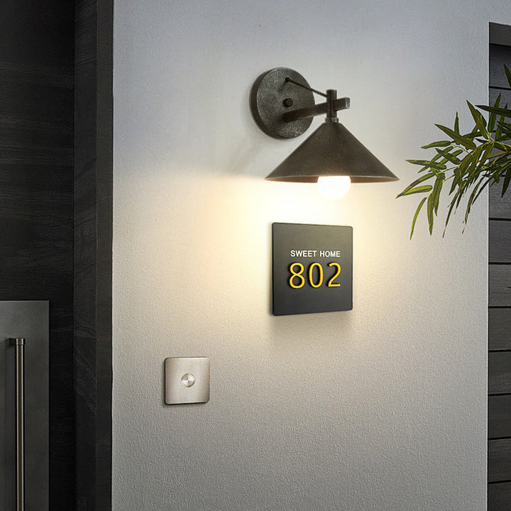 Contemporary Nordic Iron Geometric Cone 1-Light Outdoor Waterproof Wall Sconce Lamp For Garden | Kalsten