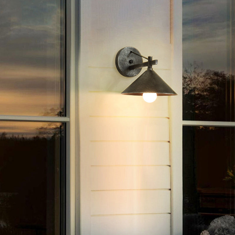 Contemporary Nordic Iron Geometric Cone 1-Light Outdoor Waterproof Wall Sconce Lamp For Garden | Kalsten