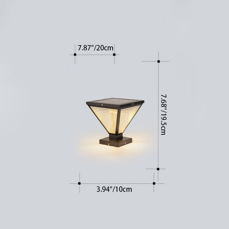 Modern Minimalist Solar Waterproof Square Prismatic Stainless Steel Glass LED Outdoor Light For Patio | Kalsten