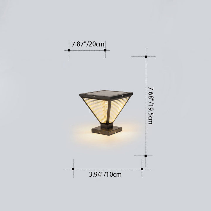 Modern Minimalist Solar Waterproof Square Prismatic Stainless Steel Glass LED Outdoor Light For Patio | Kalsten