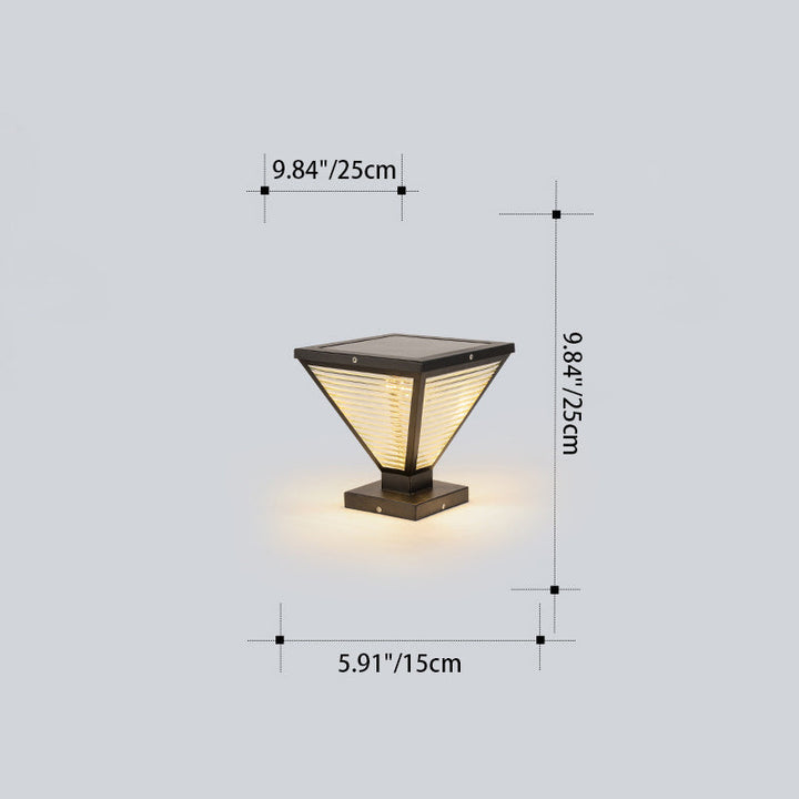Modern Minimalist Solar Waterproof Square Prismatic Stainless Steel Glass LED Outdoor Light For Patio | Kalsten