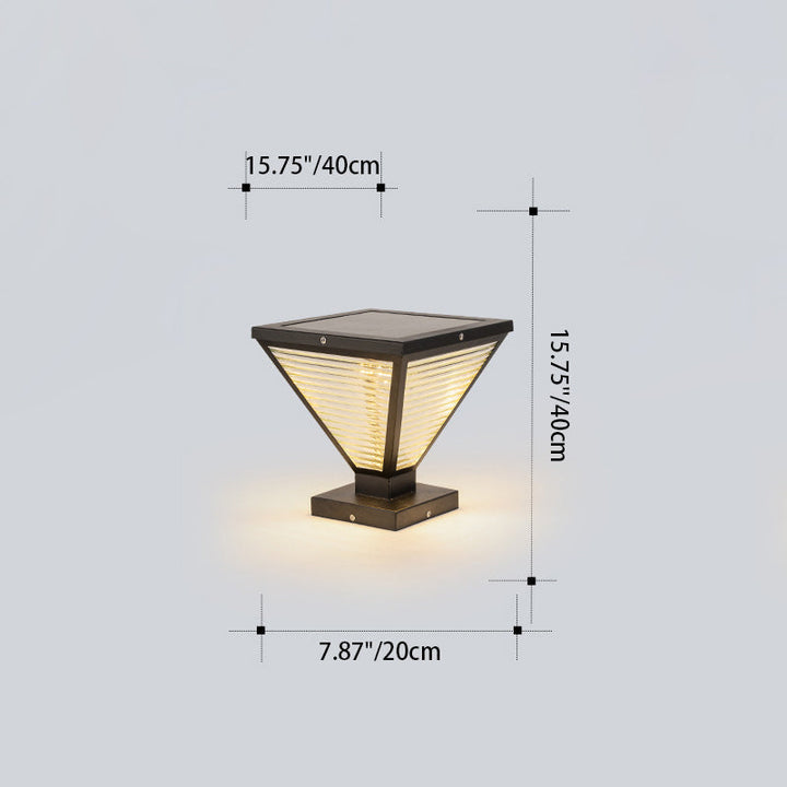Modern Minimalist Solar Waterproof Square Prismatic Stainless Steel Glass LED Outdoor Light For Patio | Kalsten