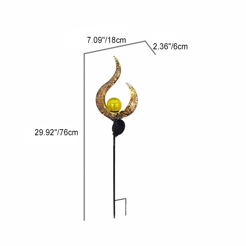 Modern Art Deco Solar Waterproof Ground Plug Star Sun Moon Iron Glass LED Outdoor Light For Garden | Kalsten