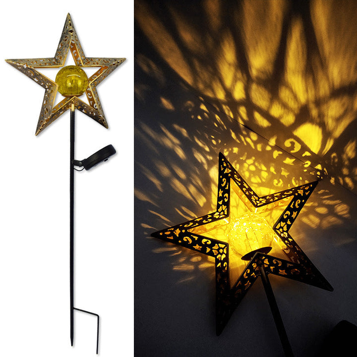 Modern Art Deco Solar Waterproof Ground Plug Star Sun Moon Iron Glass LED Outdoor Light For Garden | Kalsten