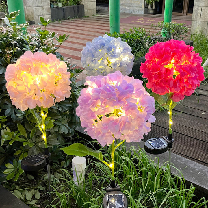 Contemporary Creative Solar Waterproof Hydrangea Round PVC Stainless Steel LED Outdoor Light For Garden | Kalsten