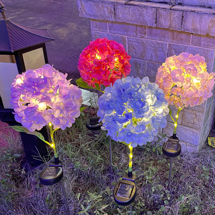 Contemporary Creative Solar Waterproof Hydrangea Round PVC Stainless Steel LED Outdoor Light For Garden | Kalsten