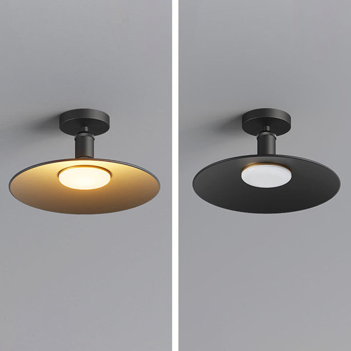Contemporary Industrial Waterproof Aluminum Round 1-Light Semi-Flush Mount Ceiling Light For Outdoor Patio | Kalsten