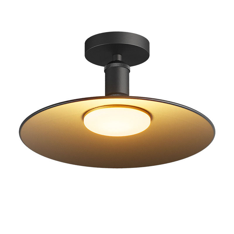 Contemporary Industrial Waterproof Aluminum Round 1-Light Semi-Flush Mount Ceiling Light For Outdoor Patio | Kalsten
