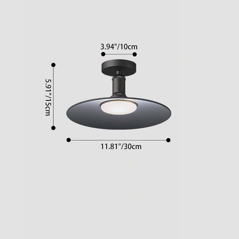 Contemporary Industrial Waterproof Aluminum Round 1-Light Semi-Flush Mount Ceiling Light For Outdoor Patio | Kalsten