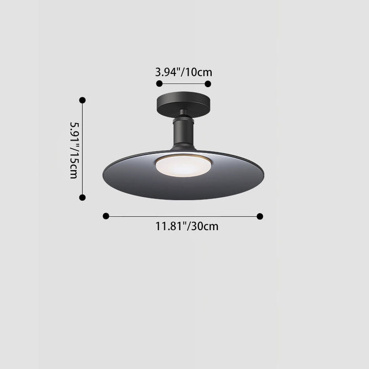 Contemporary Industrial Waterproof Aluminum Round 1-Light Semi-Flush Mount Ceiling Light For Outdoor Patio | Kalsten