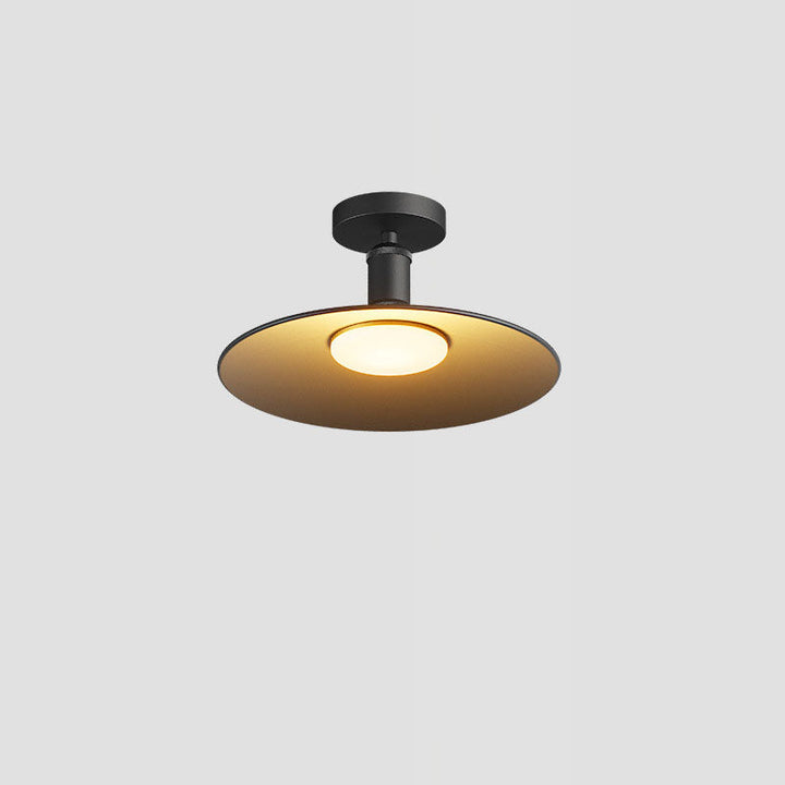 Contemporary Industrial Waterproof Aluminum Round 1-Light Semi-Flush Mount Ceiling Light For Outdoor Patio | Kalsten