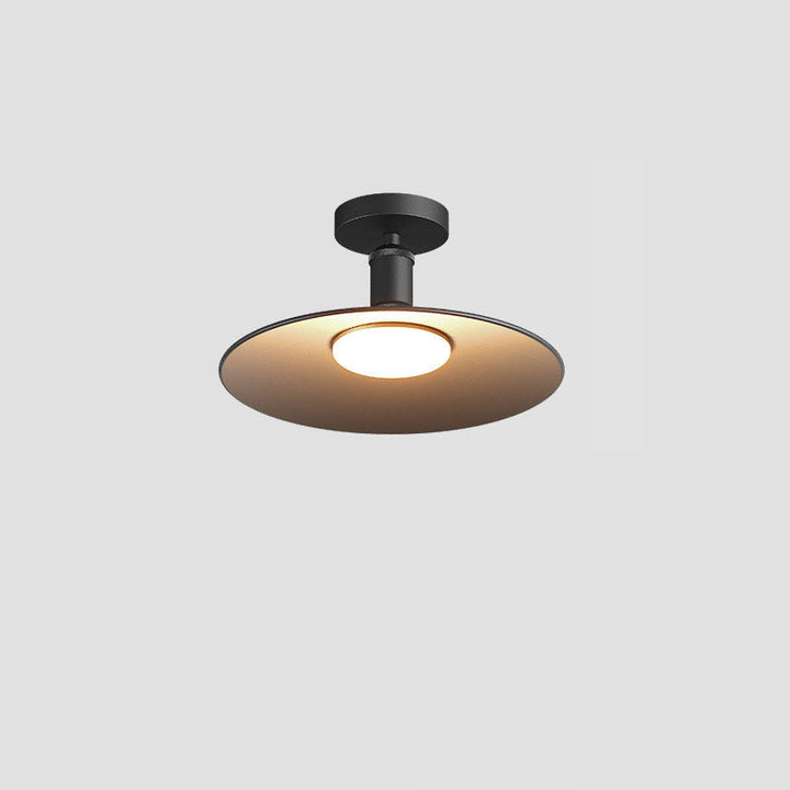 Contemporary Industrial Waterproof Aluminum Round 1-Light Semi-Flush Mount Ceiling Light For Outdoor Patio | Kalsten