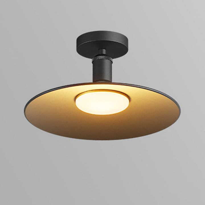 Contemporary Industrial Waterproof Aluminum Round 1-Light Semi-Flush Mount Ceiling Light For Outdoor Patio | Kalsten