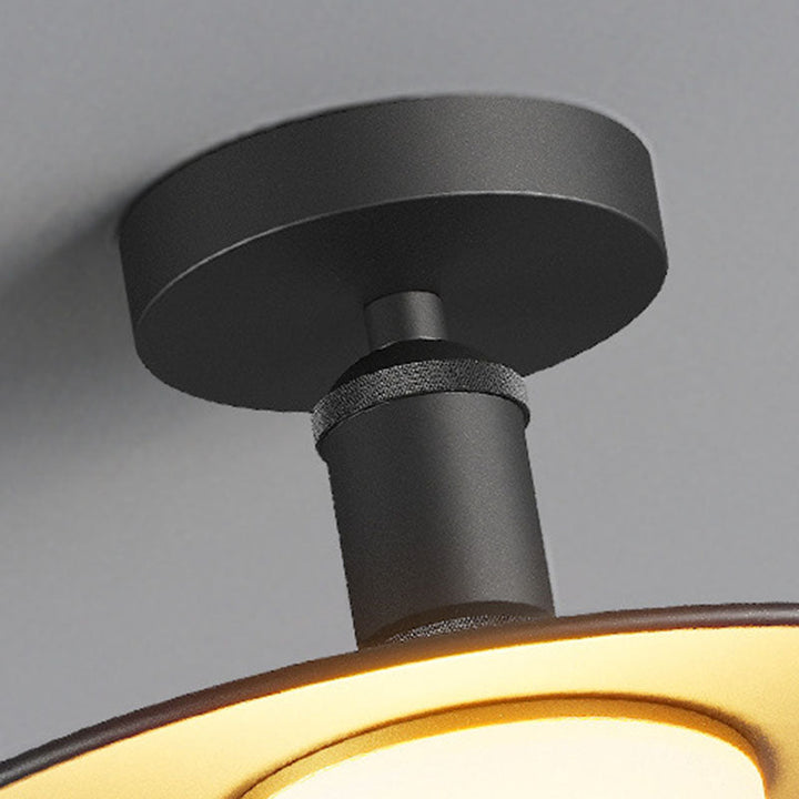 Contemporary Industrial Waterproof Aluminum Round 1-Light Semi-Flush Mount Ceiling Light For Outdoor Patio | Kalsten