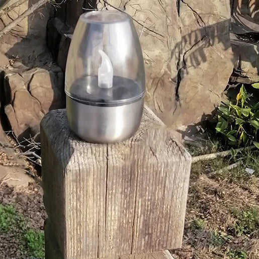 Modern Minimalist Candle Round PC Stainless Steel LED Outdoor Light For Garden | Kalsten