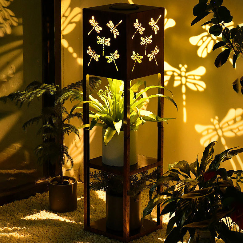 Modern Minimalist Rectangle Butterfly Hummingbird Dragonfly Iron LED Outdoor Light For Garden | Kalsten