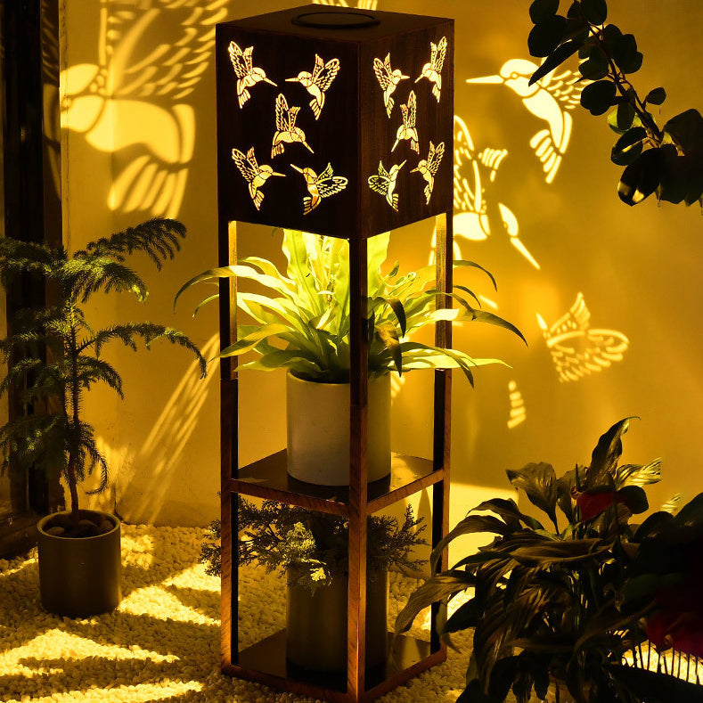 Modern Minimalist Rectangle Butterfly Hummingbird Dragonfly Iron LED Outdoor Light For Garden | Kalsten