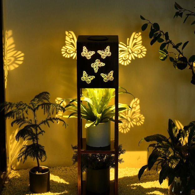 Modern Minimalist Rectangle Butterfly Hummingbird Dragonfly Iron LED Outdoor Light For Garden | Kalsten
