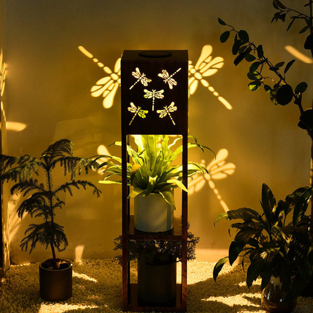 Modern Minimalist Rectangle Butterfly Hummingbird Dragonfly Iron LED Outdoor Light For Garden | Kalsten