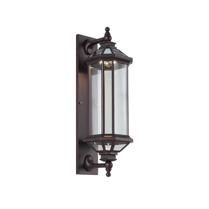 Traditional Vintage Octagonal Square Waterproof Glass Aluminum 1-Light Wall Sconce Lamp For Outdoor Patio | Kalsten