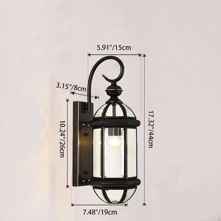 Traditional Vintage Round Cylinder Glass Copper 1-Light Wall Sconce Lamp For Garden | Kalsten