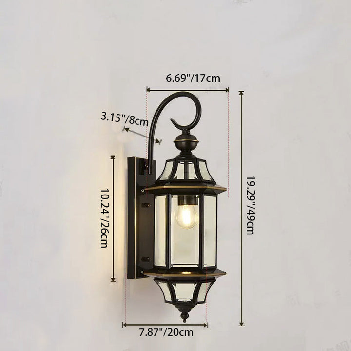 Traditional Vintage Round Cylinder Glass Copper 1-Light Wall Sconce Lamp For Garden | Kalsten