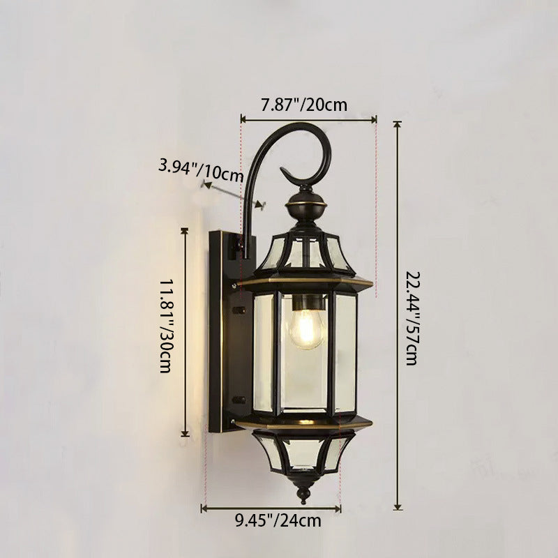 Traditional Vintage Round Cylinder Glass Copper 1-Light Wall Sconce Lamp For Garden | Kalsten
