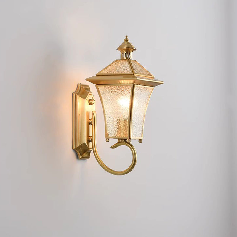 Contemporary Nordic Room Square Glass Copper 1-Light Wall Sconce Lamp For Outdoor Patio | Kalsten