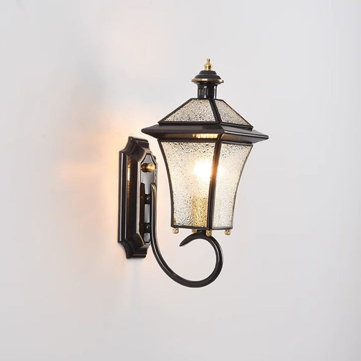 Contemporary Nordic Room Square Glass Copper 1-Light Wall Sconce Lamp For Outdoor Patio | Kalsten