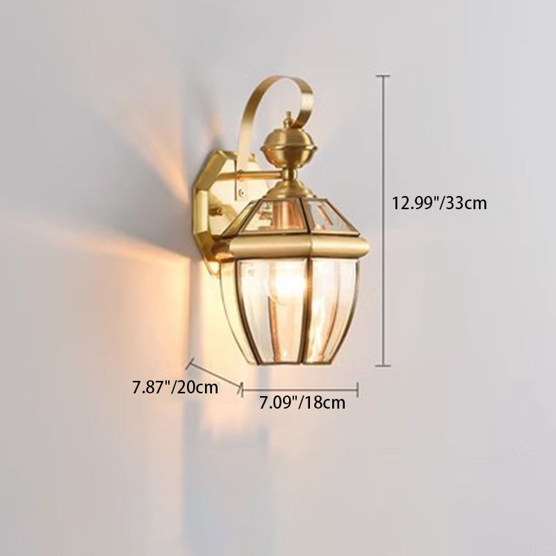 Contemporary Nordic Room Square Glass Copper 1-Light Wall Sconce Lamp For Outdoor Patio | Kalsten