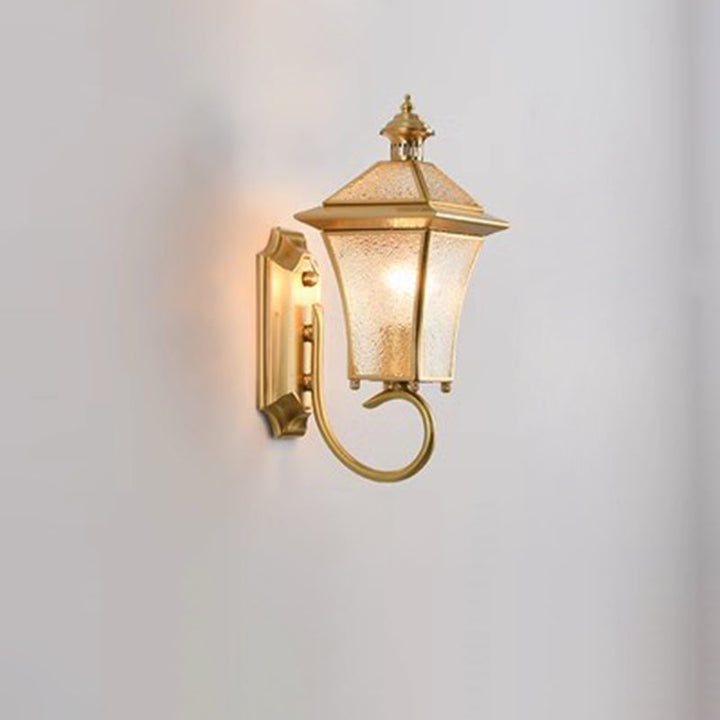 Contemporary Nordic Room Square Glass Copper 1-Light Wall Sconce Lamp For Outdoor Patio | Kalsten