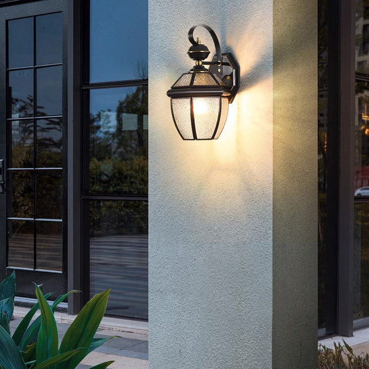 Contemporary Nordic Room Square Glass Copper 1-Light Wall Sconce Lamp For Outdoor Patio | Kalsten