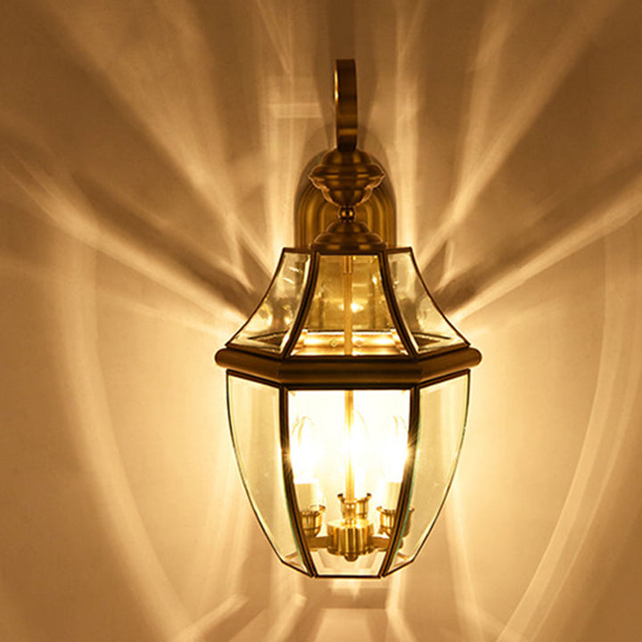 Contemporary Scandinavian Hexagonal Round Square Glass Brass 1/3 Light Wall Sconce Lamp For Garden | Kalsten