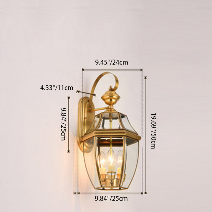 Contemporary Scandinavian Hexagonal Round Square Glass Brass 1/3 Light Wall Sconce Lamp For Garden | Kalsten