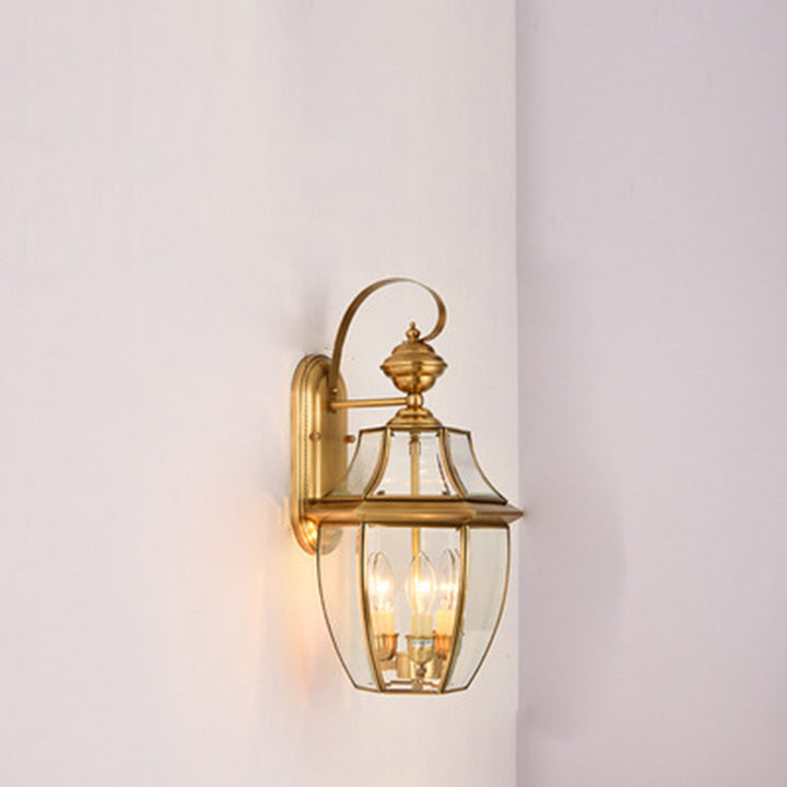 Contemporary Scandinavian Hexagonal Round Square Glass Brass 1/3 Light Wall Sconce Lamp For Garden | Kalsten
